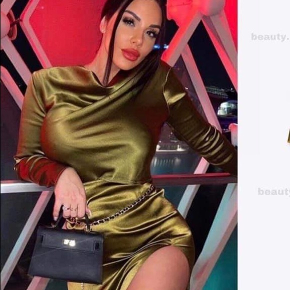 Zara Skirts Zara 2 Piece Green Satin Effect Draped Top Slit Skirt Co Ord Set Poshmark